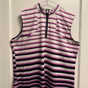 Tail Women’s Striped Sleeveless Golf Top with Zipper
